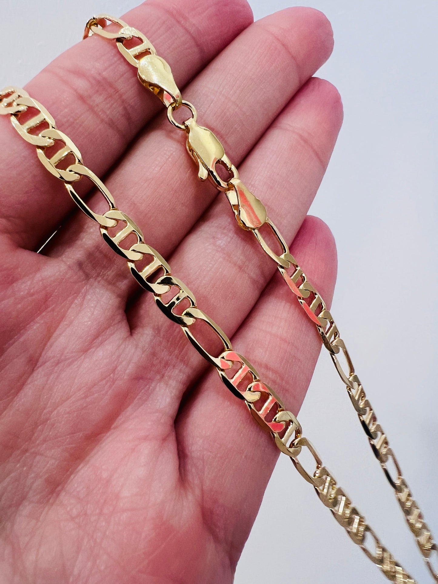 18KT Gold Filled Men's Chains, Gold Filled Mariner Chain | 4mm Wide | 18–24 Inch Length by HAUS OF MONOGRAM