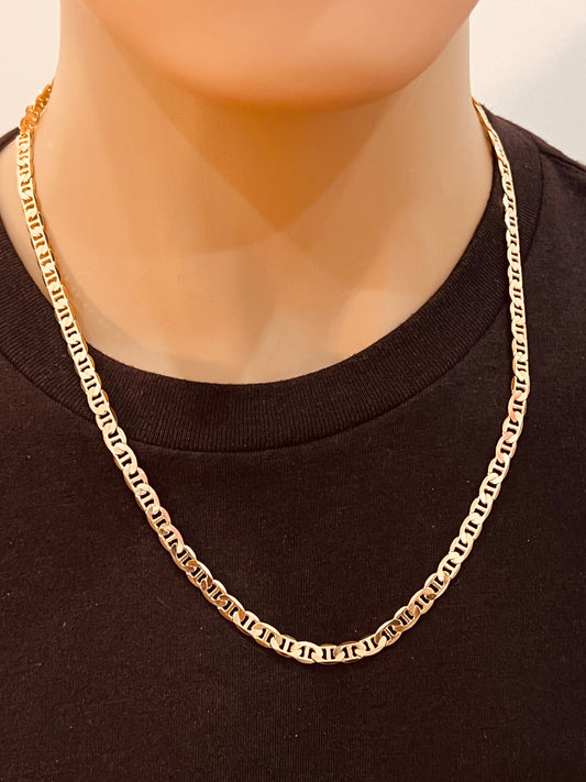 18KT Gold Filled Men's Chains, Gold Filled Mariner Chain Necklace | 5mm Waterproof Link by HAUS OF MONOGRAM
