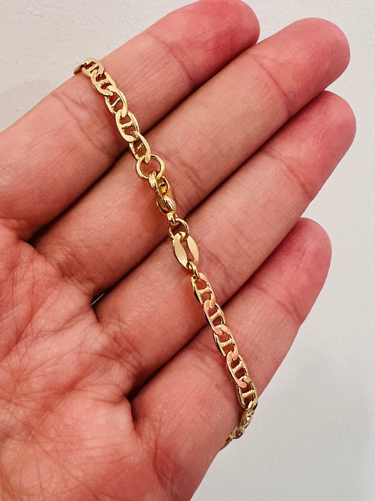 Gold Filled Mariner Evil Eye Anklet | Dainty Protection Chain by HAUS OF MONOGRAM - Anklets, , HOM-1-0103EYE