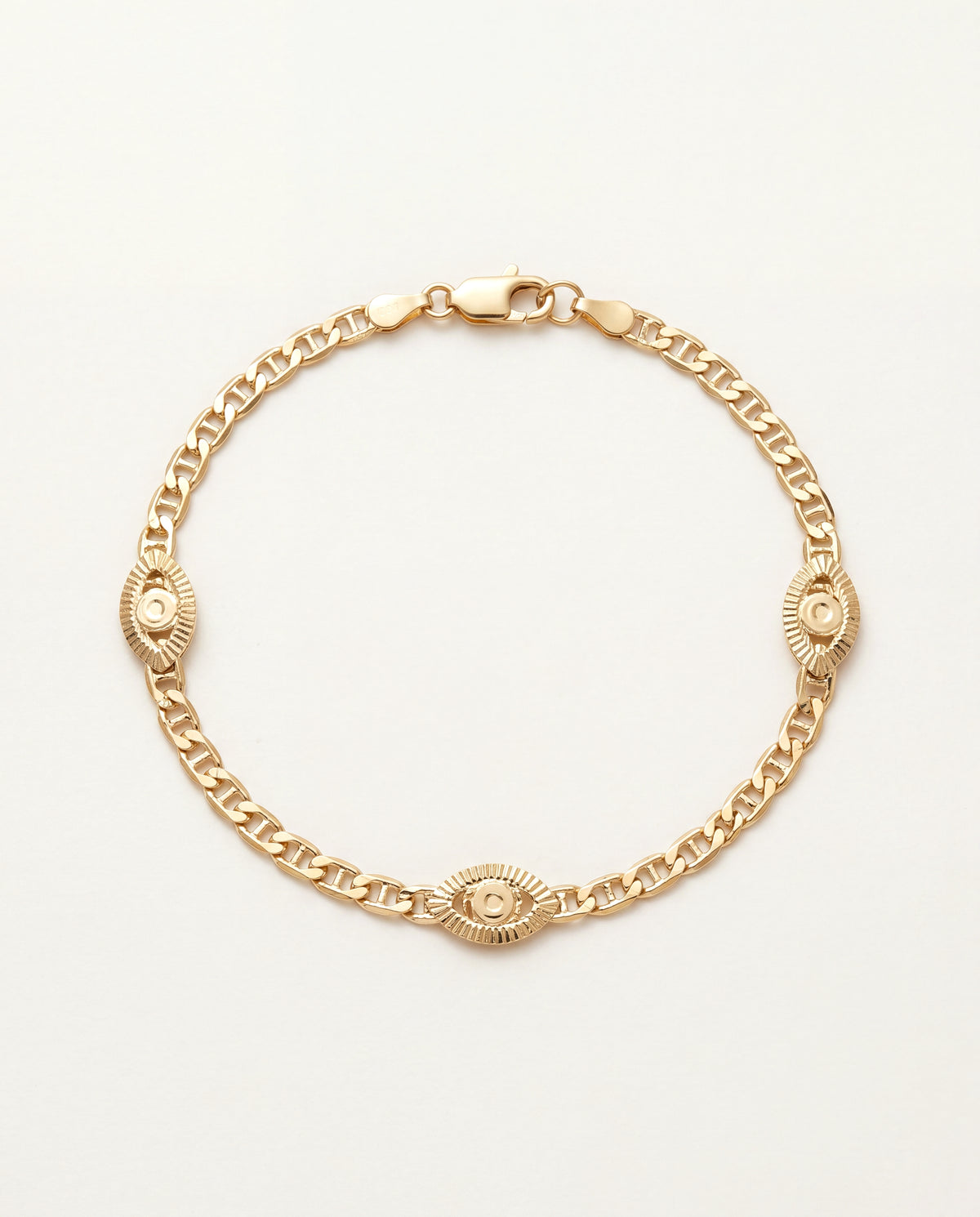18KT Gold Filled Anklets, Gold Filled Mariner Evil Eye Anklet | Dainty Protection Chain by HAUS OF MONOGRAM