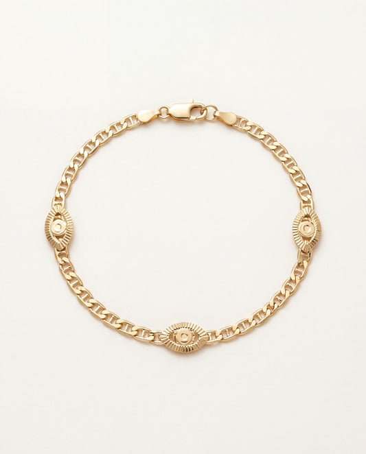 18KT Gold Filled Anklets, Gold Filled Mariner Evil Eye Anklet | Dainty Protection Chain by HAUS OF MONOGRAM