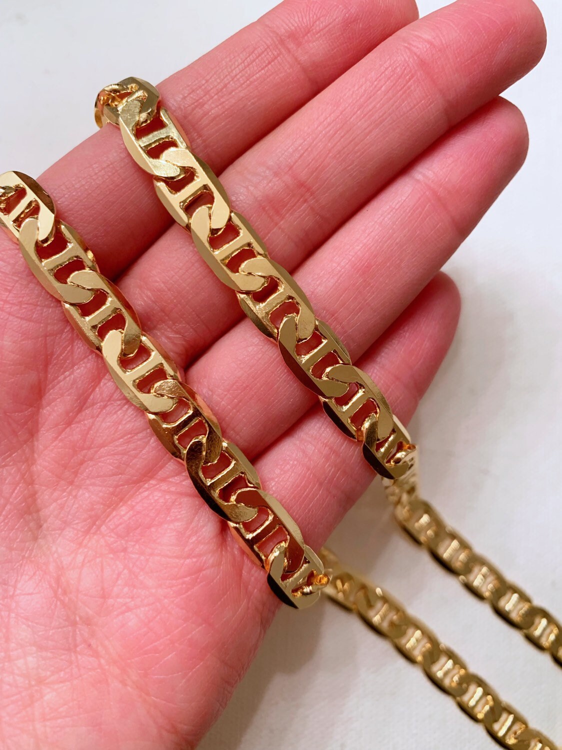 18KT Gold Filled Men's Chains, Gold Filled Mariner Link Chain | 8mm Bold | 20" & 24" by HAUS OF MONOGRAM