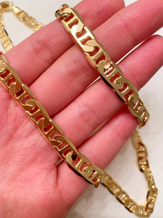 18KT Gold Filled Men's Chains, Gold Filled Mariner Link Chain | 8mm Bold | 20" & 24" by HAUS OF MONOGRAM