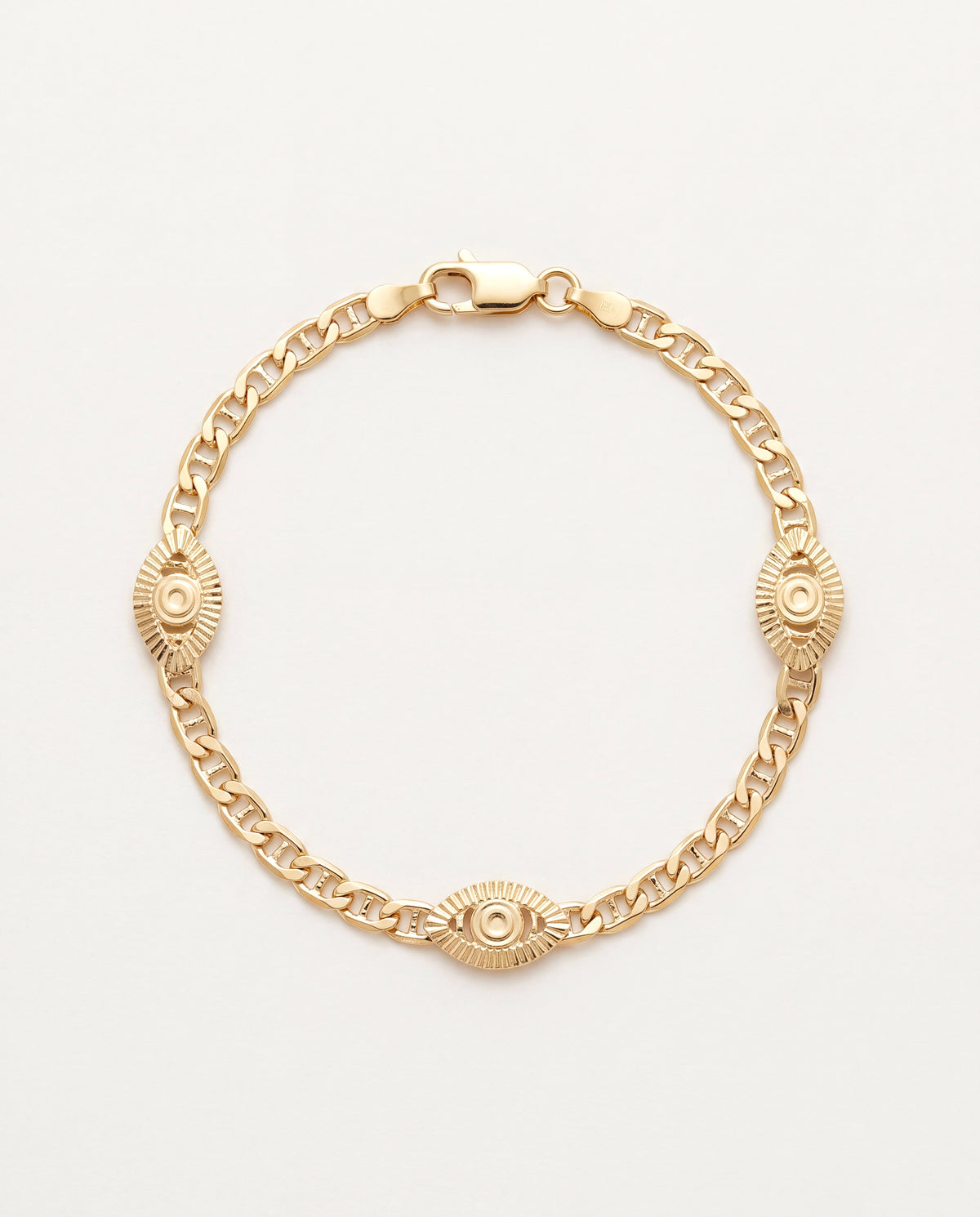 18KT Gold Filled Bracelets, Gold Filled Mariner Link Evil Eye Bracelet | Elegant Symbol of Protection by HAUS OF MONOGRAM
