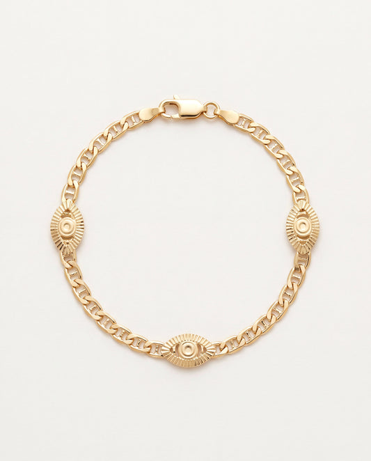 18KT Gold Filled Bracelets, Gold Filled Mariner Link Evil Eye Bracelet | Elegant Symbol of Protection by HAUS OF MONOGRAM