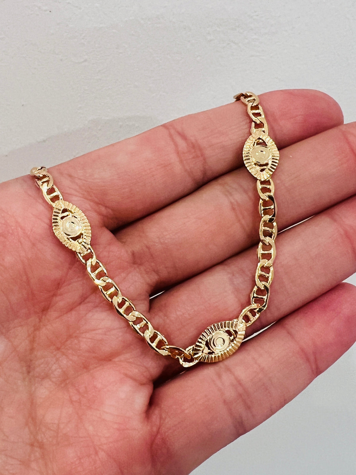 18KT Gold Filled Bracelets, Gold Filled Mariner Link Evil Eye Bracelet | Elegant Symbol of Protection by HAUS OF MONOGRAM