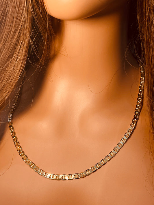 18KT Gold Filled Necklaces, Gold Filled Mariner Necklace | 5mm Chain Statement Piece by HAUS OF MONOGRAM
