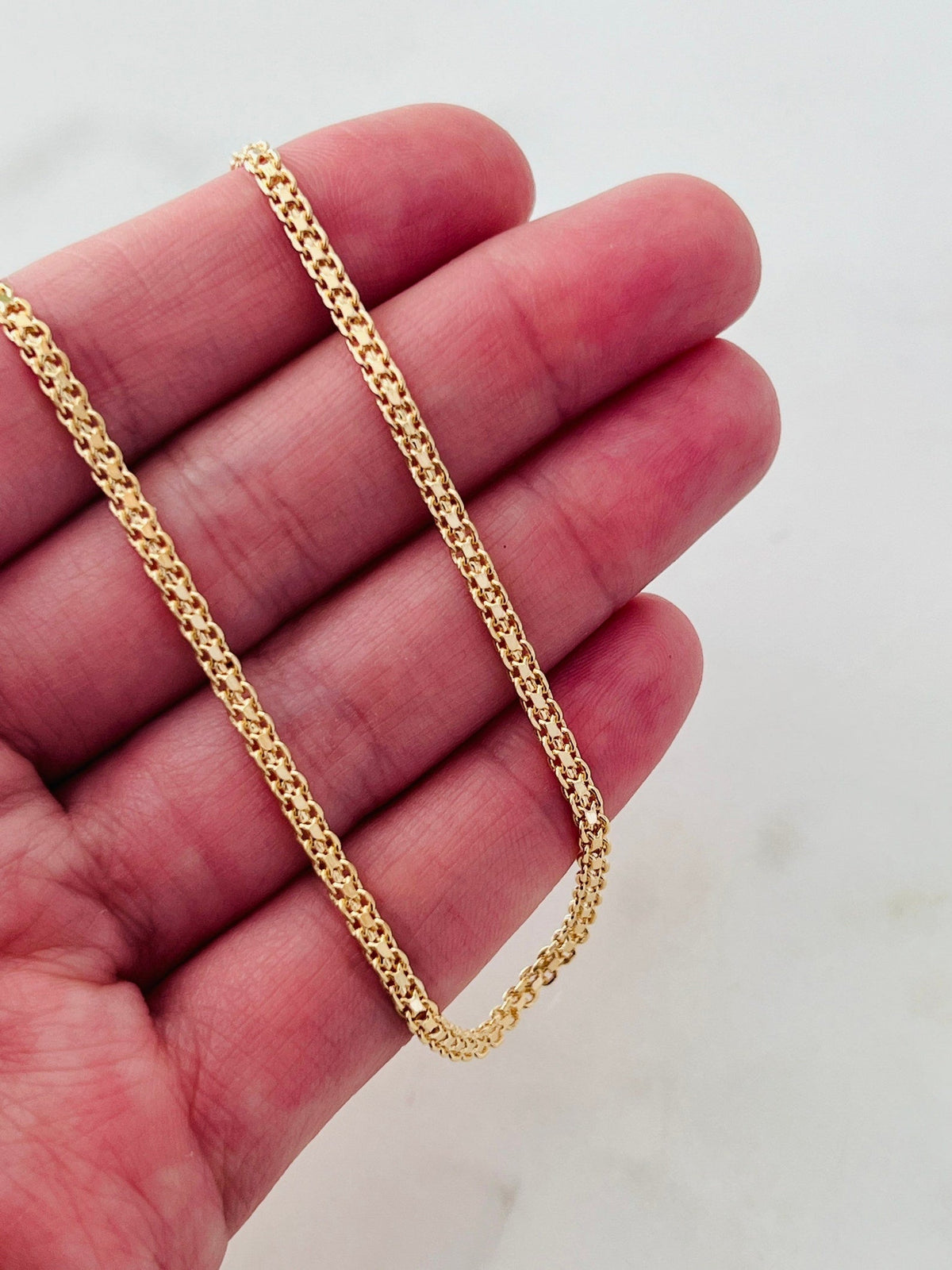 18KT Gold Filled Anklets, Gold Filled Mesh Anklet | 2mm Chain Dainty Jewelry by HAUS OF MONOGRAM