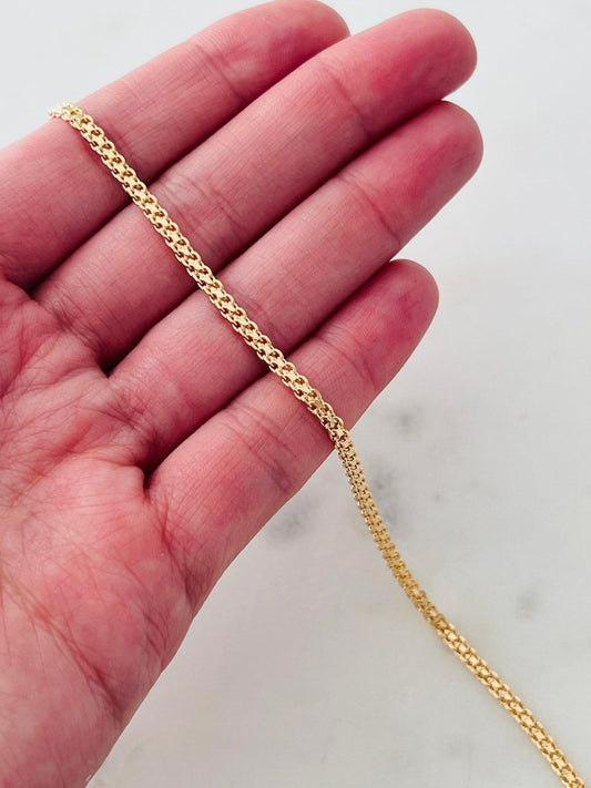 18KT Gold Filled Anklets, Gold Filled Mesh Anklet | 2mm Chain Dainty Jewelry by HAUS OF MONOGRAM