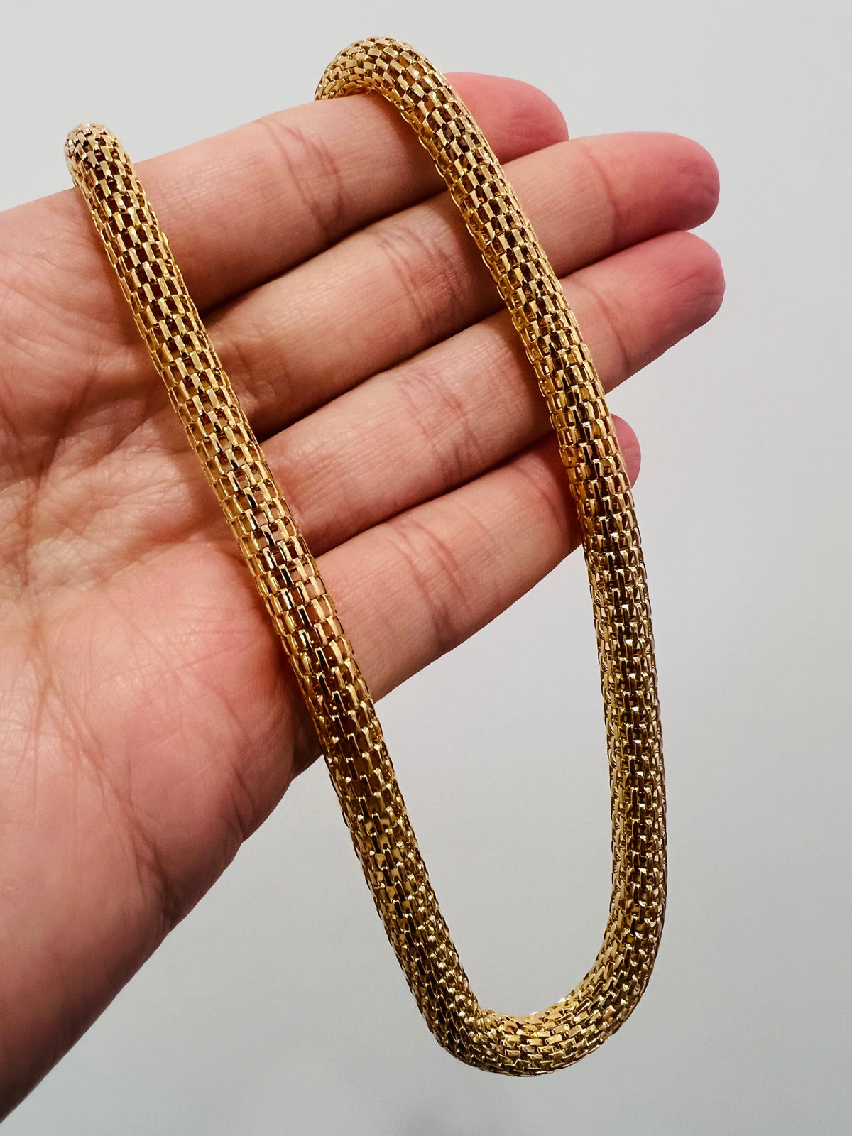 18KT Gold Filled Necklaces, Gold Filled Mesh Necklace | 6mm Chain | Classic Woven Style by HAUS OF MONOGRAM