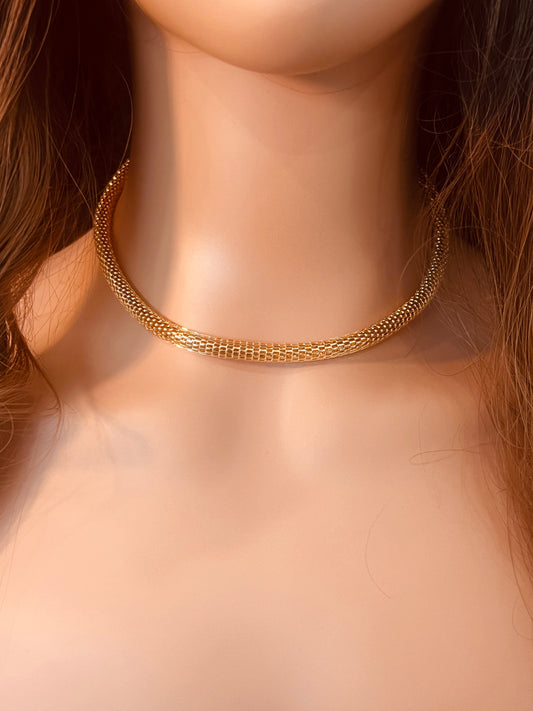 18KT Gold Filled Necklaces, Gold Filled Mesh Necklace | 6mm Chain | Classic Woven Style by HAUS OF MONOGRAM