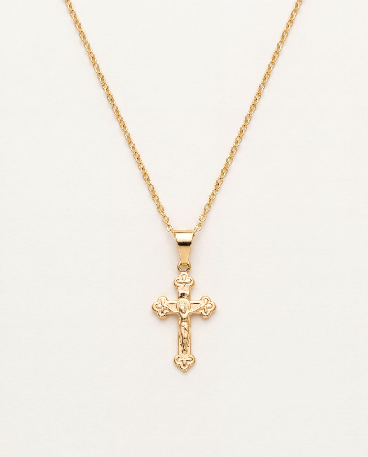 18KT Gold Filled Necklaces, Gold Filled Mini Cross Necklace | 16–20 Inch | 12x21mm Charm by HAUS OF MONOGRAM