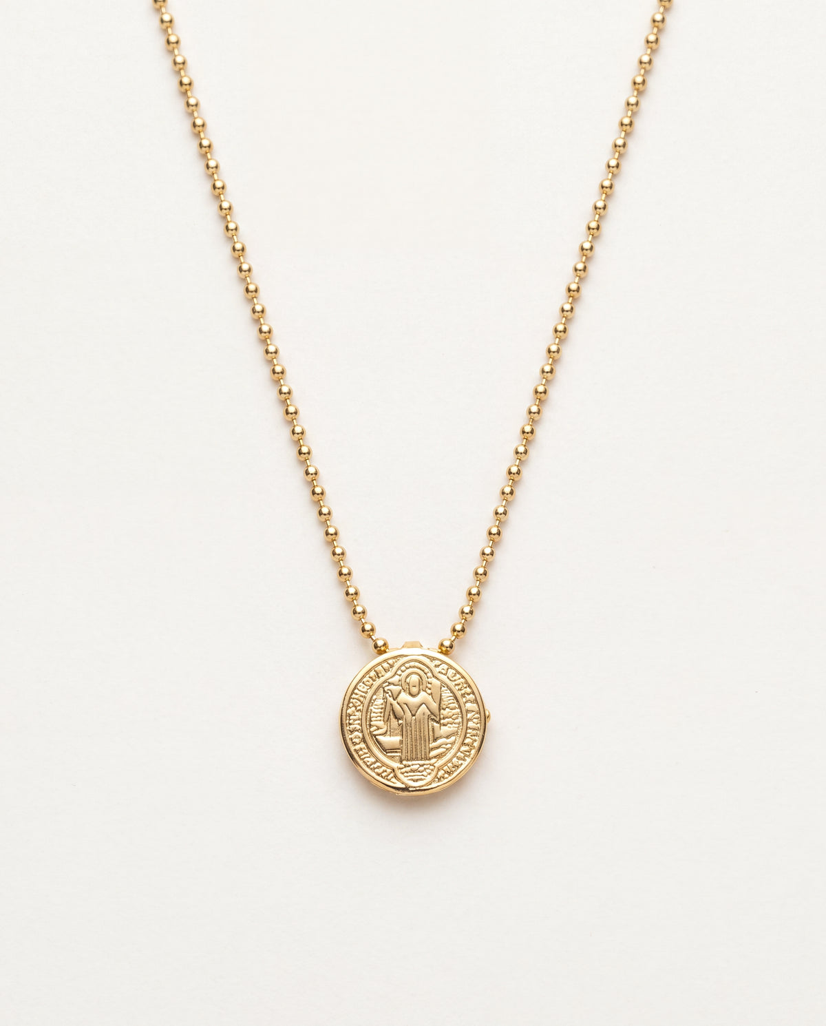 18KT Gold Filled Necklaces, Gold Filled Mini Saint Benedict Necklace | Dainty Religious Charm by HAUS OF MONOGRAM