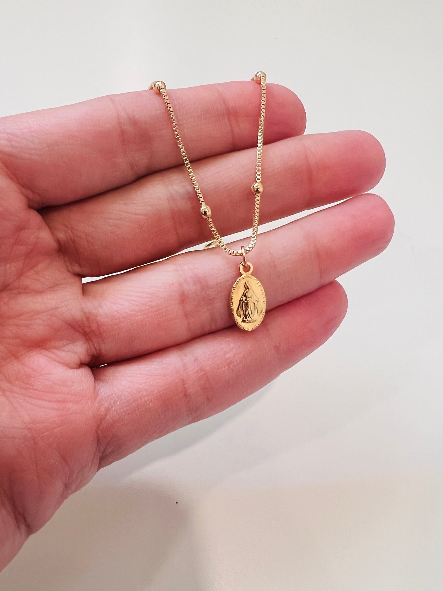 18KT Gold Filled Bracelets, Gold Filled Miraculous Medal Bracelet | Dainty Faith Charm Piece by HAUS OF MONOGRAM