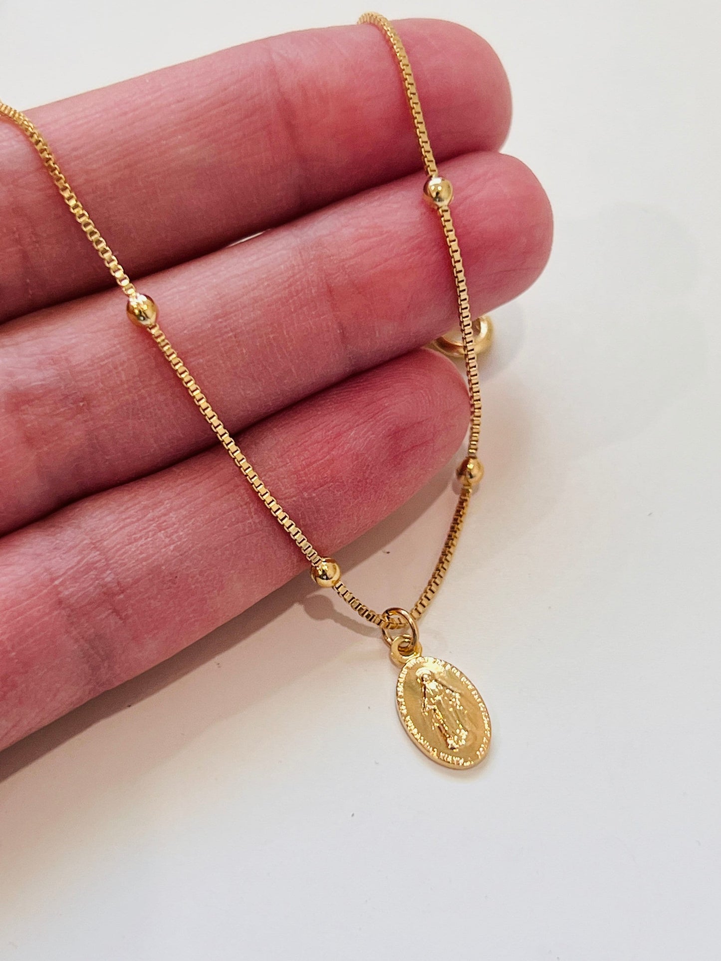 18KT Gold Filled Bracelets, Gold Filled Miraculous Medal Bracelet | Dainty Faith Charm Piece by HAUS OF MONOGRAM