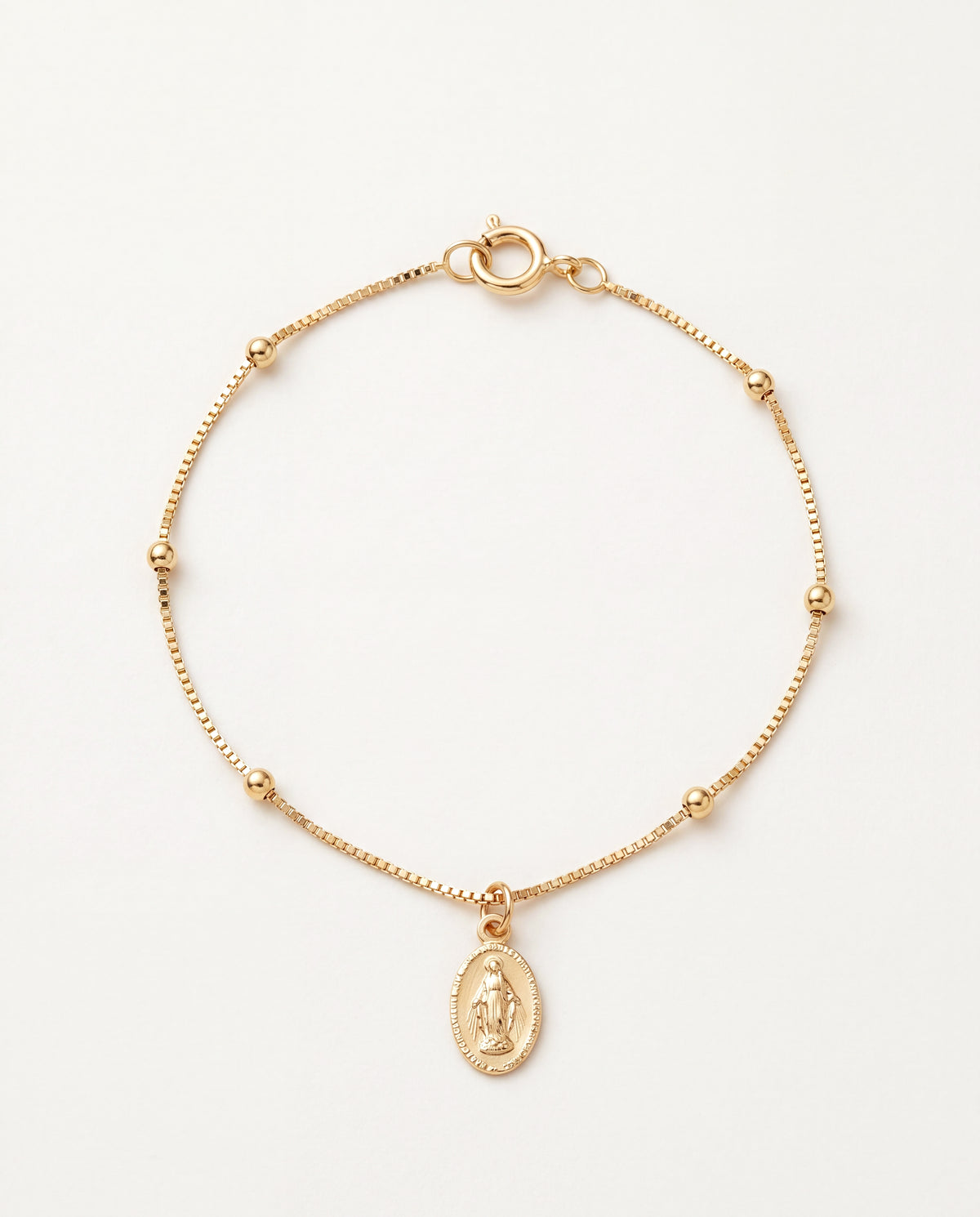 18KT Gold Filled Bracelets, Gold Filled Miraculous Medal Bracelet | Dainty Faith Charm Piece by HAUS OF MONOGRAM