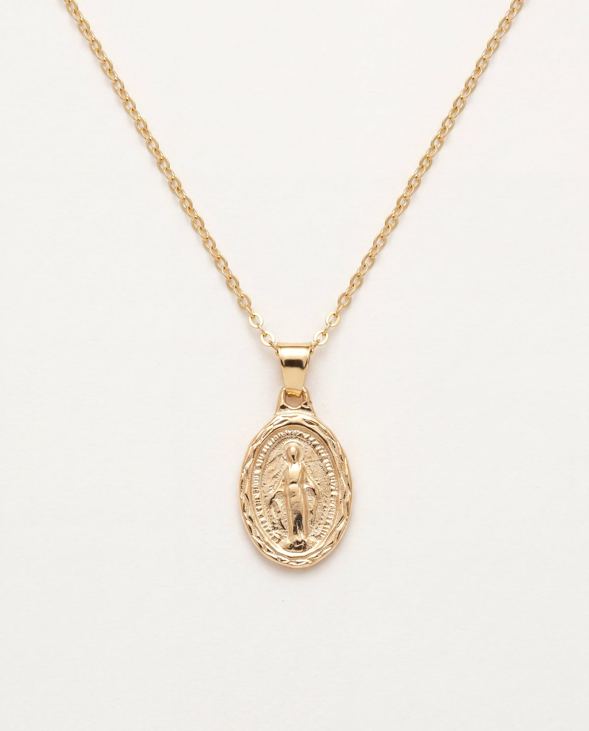 18KT Gold Filled Necklaces, Gold Filled Miraculous Medal Necklace | Faith Charm by HAUS OF MONOGRAM