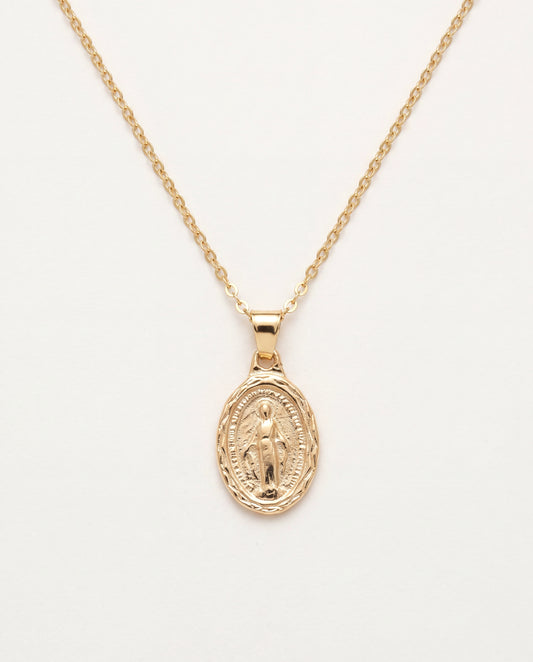18KT Gold Filled Necklaces, Gold Filled Miraculous Medal Necklace | Faith Charm by HAUS OF MONOGRAM