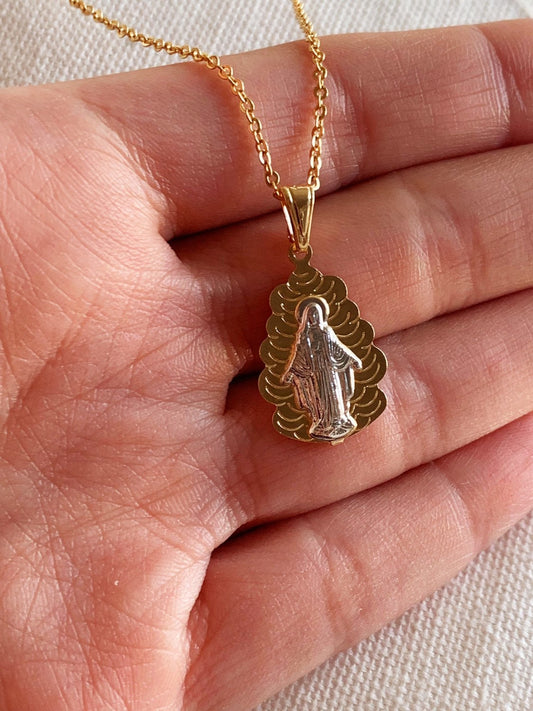 Gold Filled Miraculous Medal Necklace | 18kt Devotion Shine by HAUS OF MONOGRAM