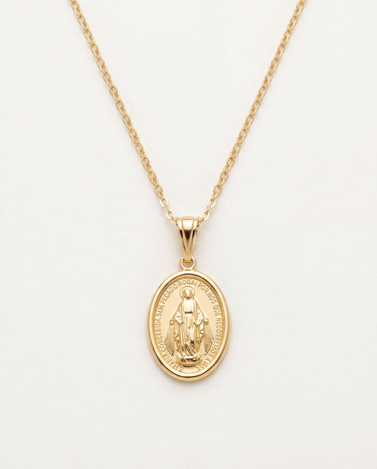 18KT Gold Filled Necklaces, Gold Filled Miraculous Medal Necklace | 18kt Religious Charm by HAUS OF MONOGRAM