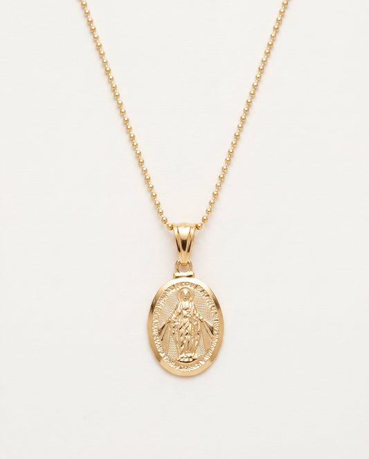 18KT Gold Filled Necklaces, Gold Filled Miraculous Medal Necklace | 18kt Religious Charm by HAUS OF MONOGRAM
