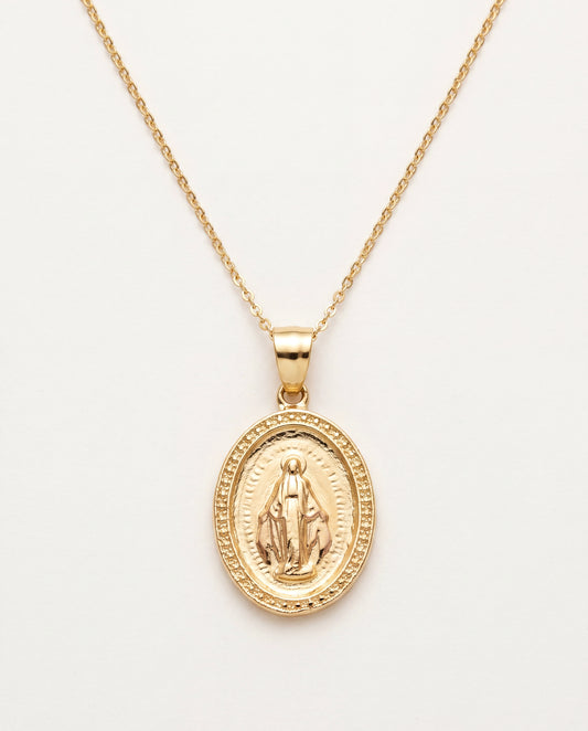 18KT Gold Filled Necklaces, Gold Filled Miraculous Medal Necklace | Large Pendant by HAUS OF MONOGRAM