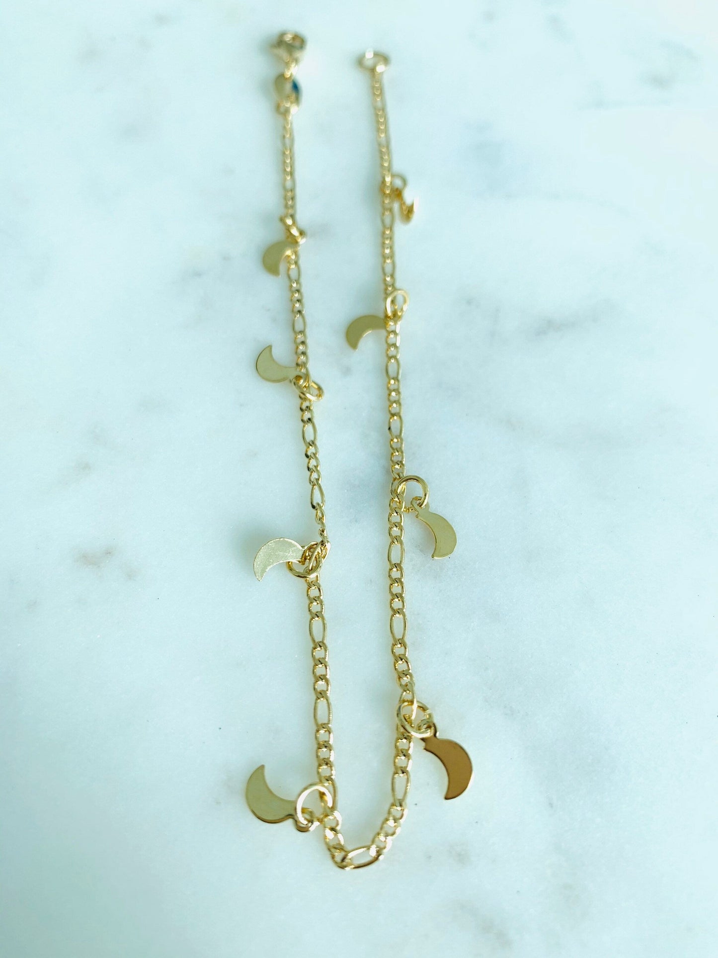 18KT Gold Filled Anklets, Gold Filled Moon Charm Anklet | Dainty Celestial Accent by HAUS OF MONOGRAM