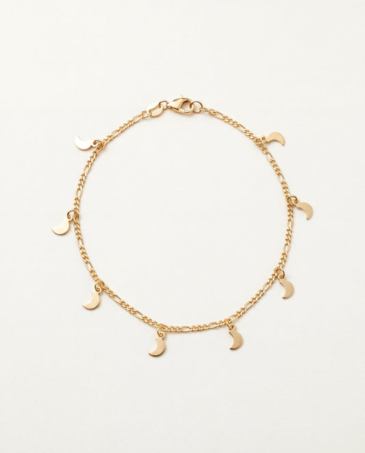18KT Gold Filled Anklets, Gold Filled Moon Charm Anklet | Dainty Celestial Accent by HAUS OF MONOGRAM