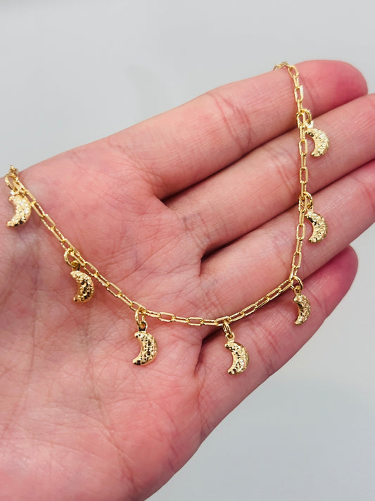 Gold Filled Moon Charm Anklet | Dainty Glow for Everyday Magic by HAUS OF MONOGRAM - Anklets, , HOM-1-0245