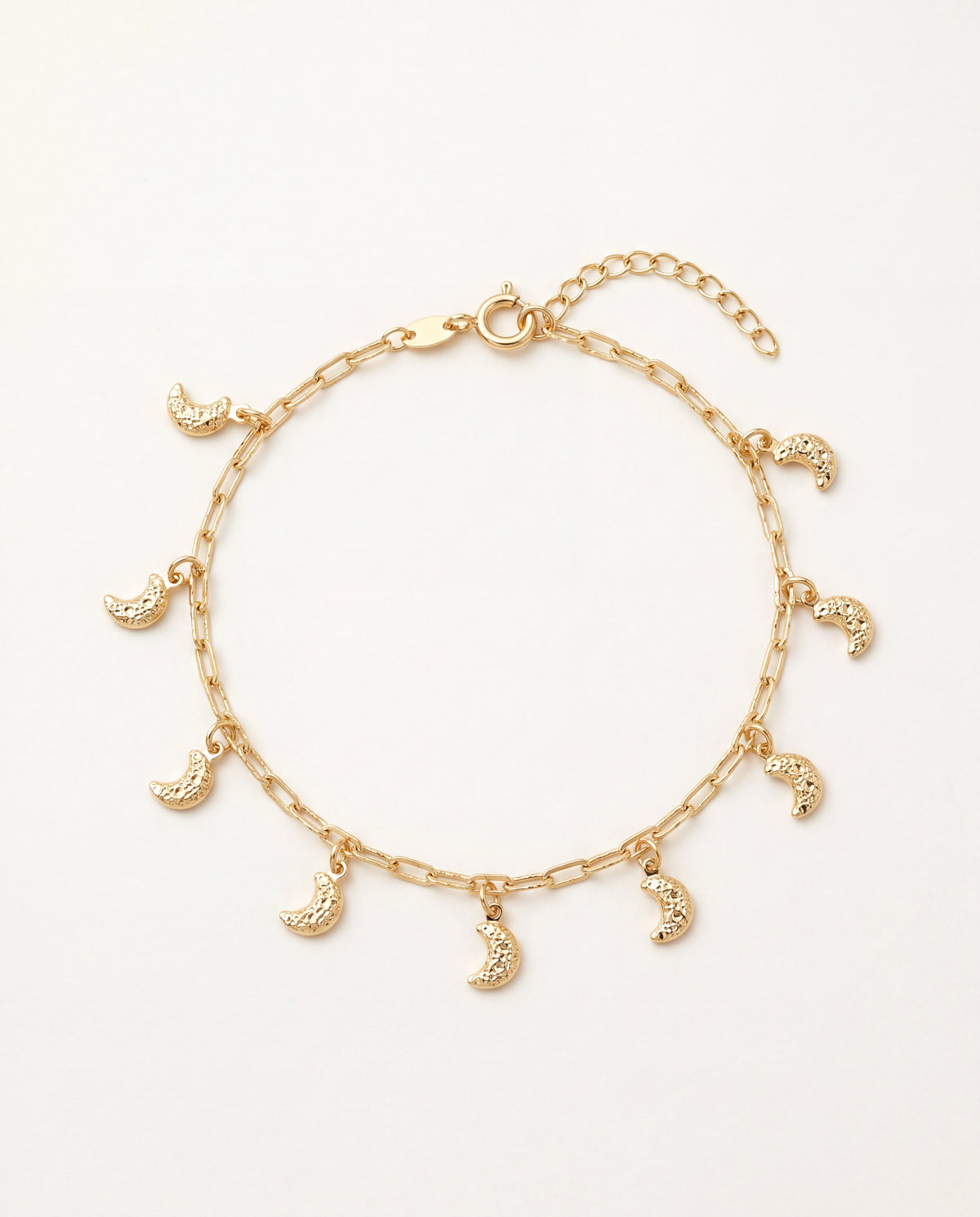 18KT Gold Filled Anklets, Gold Filled Moon Charm Anklet | Dainty Glow for Everyday Magic by HAUS OF MONOGRAM