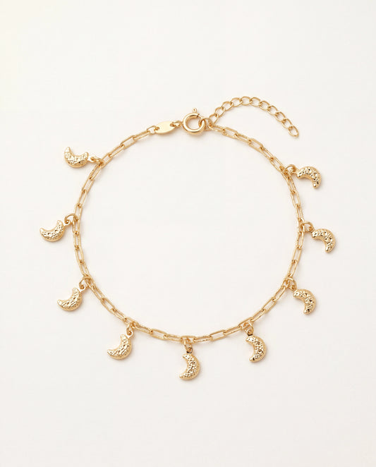18KT Gold Filled Anklets, Gold Filled Moon Charm Anklet | Dainty Glow for Everyday Magic by HAUS OF MONOGRAM