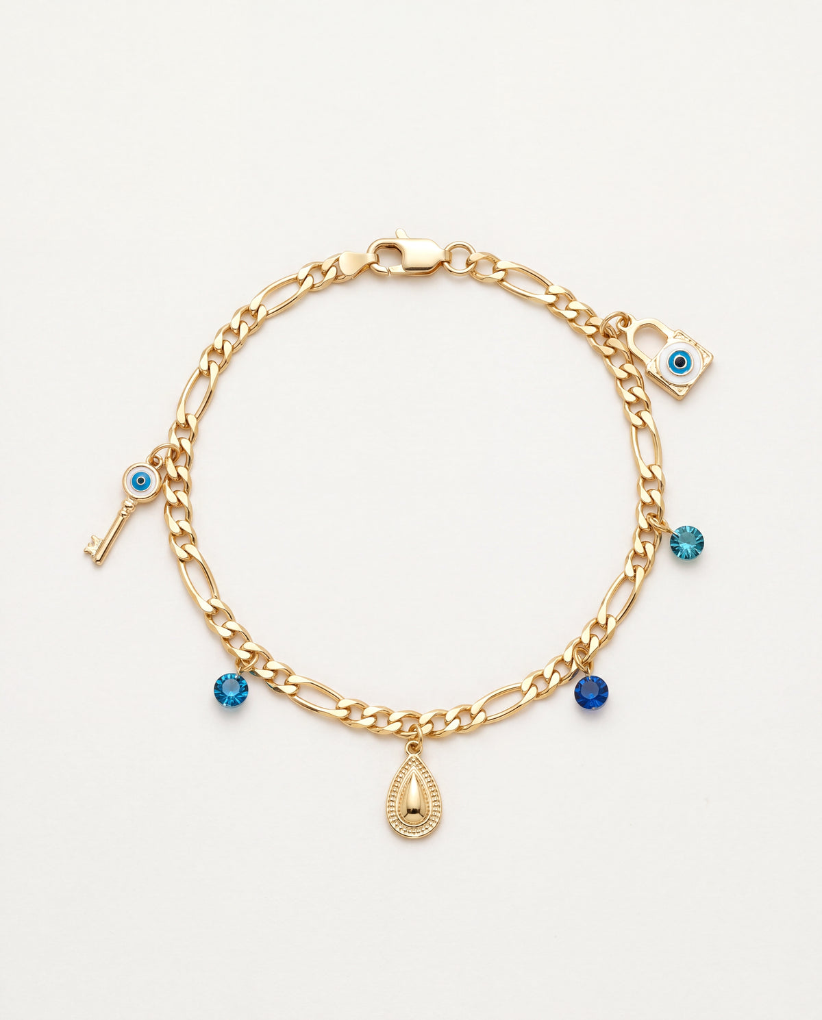 18KT Gold Filled Anklets, Gold Filled Multi Charm Anklet | 10" 18kt Dainty Chain with Miniature Charms by HAUS OF MONOGRAM