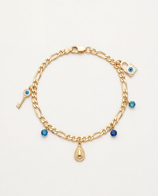 18KT Gold Filled Anklets, Gold Filled Multi Charm Anklet | 10" 18kt Dainty Chain with Miniature Charms by HAUS OF MONOGRAM
