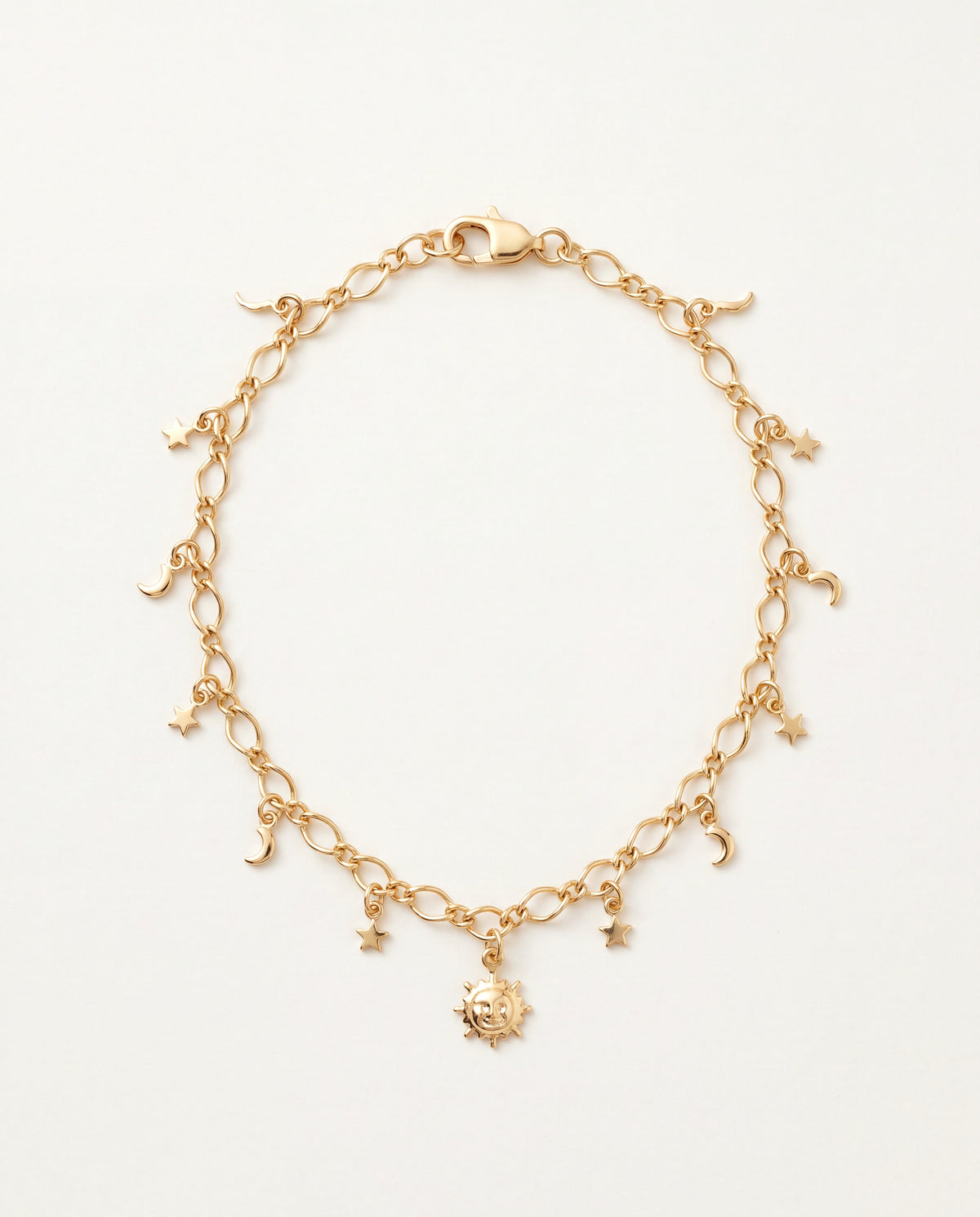 18KT Gold Filled Anklets, Gold Filled Multi Charm Anklet | 10.25 Inches | Dainty Shine by HAUS OF MONOGRAM
