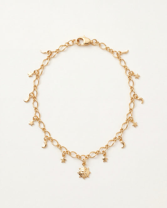 18KT Gold Filled Anklets, Gold Filled Multi Charm Anklet | 10.25 Inches | Dainty Shine by HAUS OF MONOGRAM