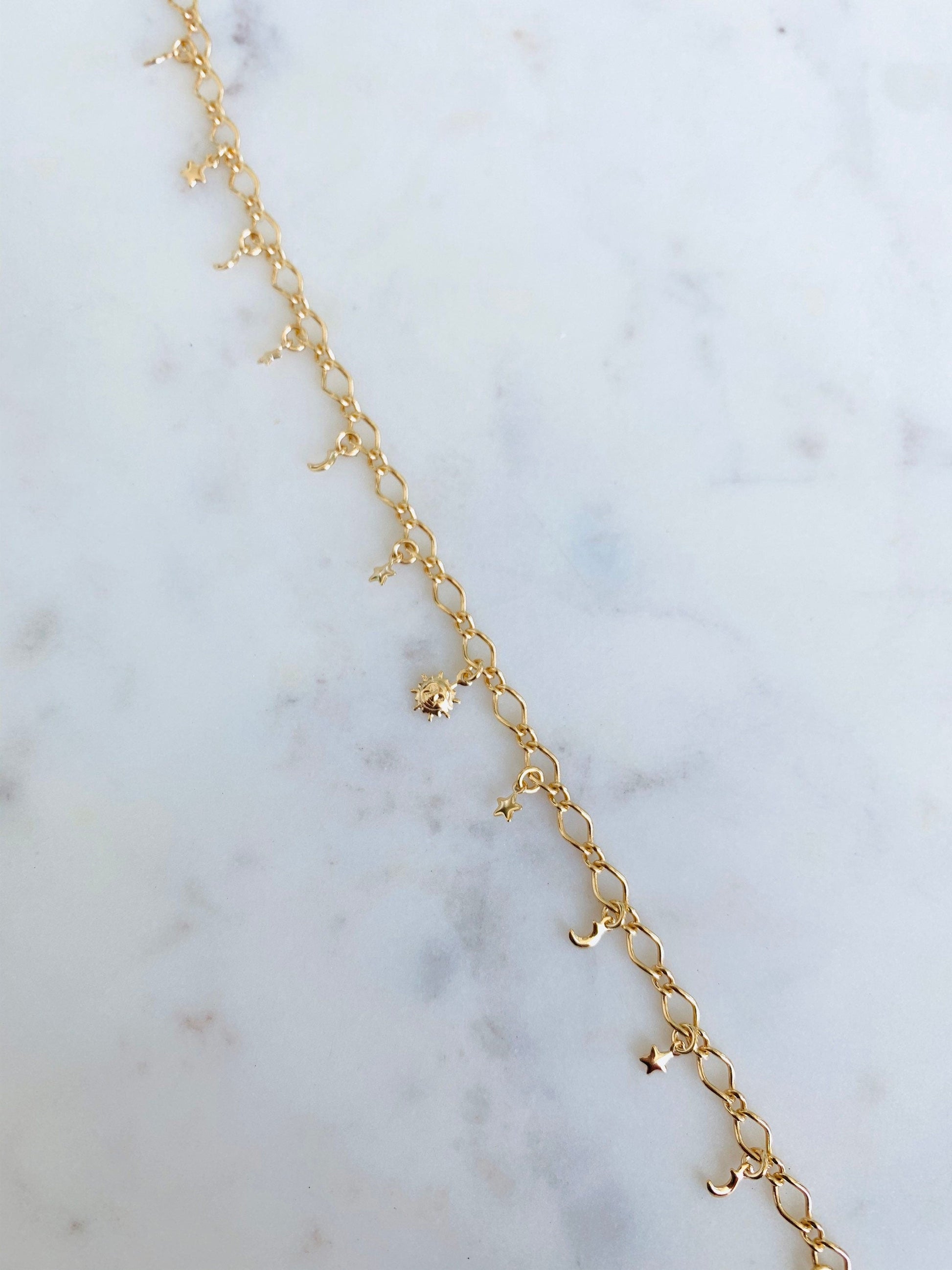 Gold Filled Multi Charm Anklet | 10.25 Inches | Dainty Shine by HAUS OF MONOGRAM - Anklets, , HOM-1-0217