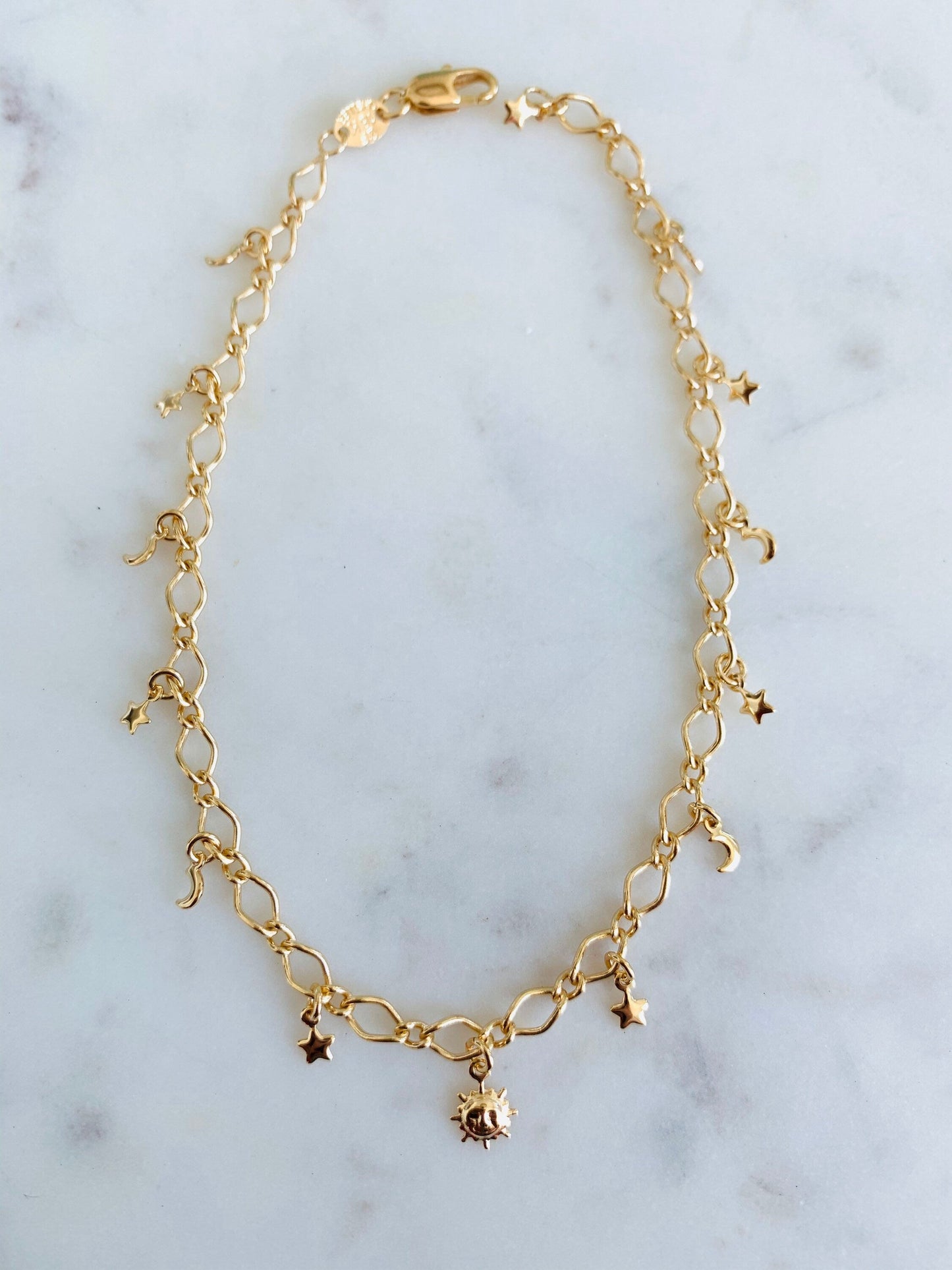 Gold Filled Multi Charm Anklet | 10.25 Inches | Dainty Shine by HAUS OF MONOGRAM - Anklets, , HOM-1-0217