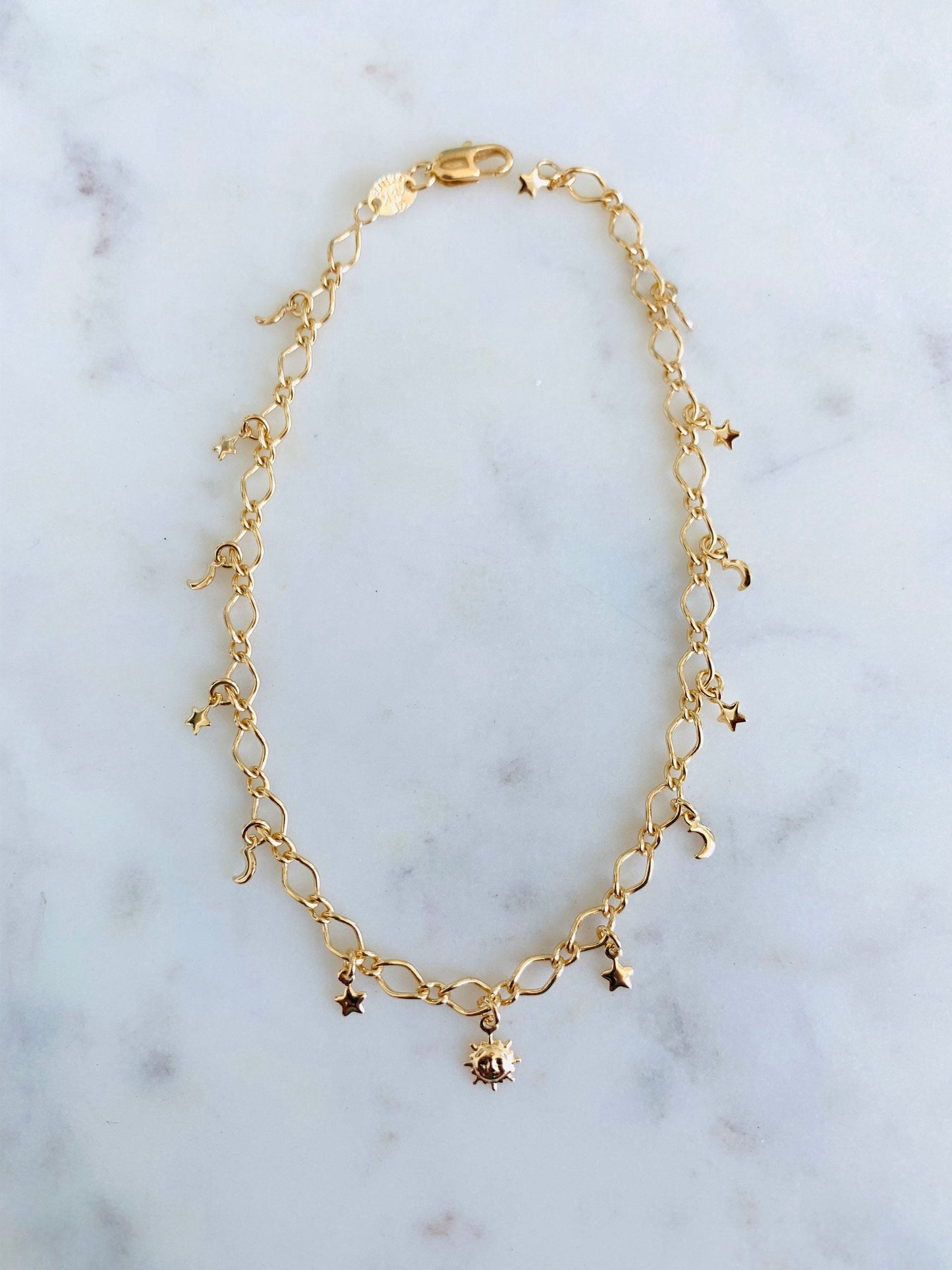 Gold Filled Multi Charm Anklet | 10.25 Inches | Dainty Shine by HAUS OF MONOGRAM - Anklets, , HOM-1-0217