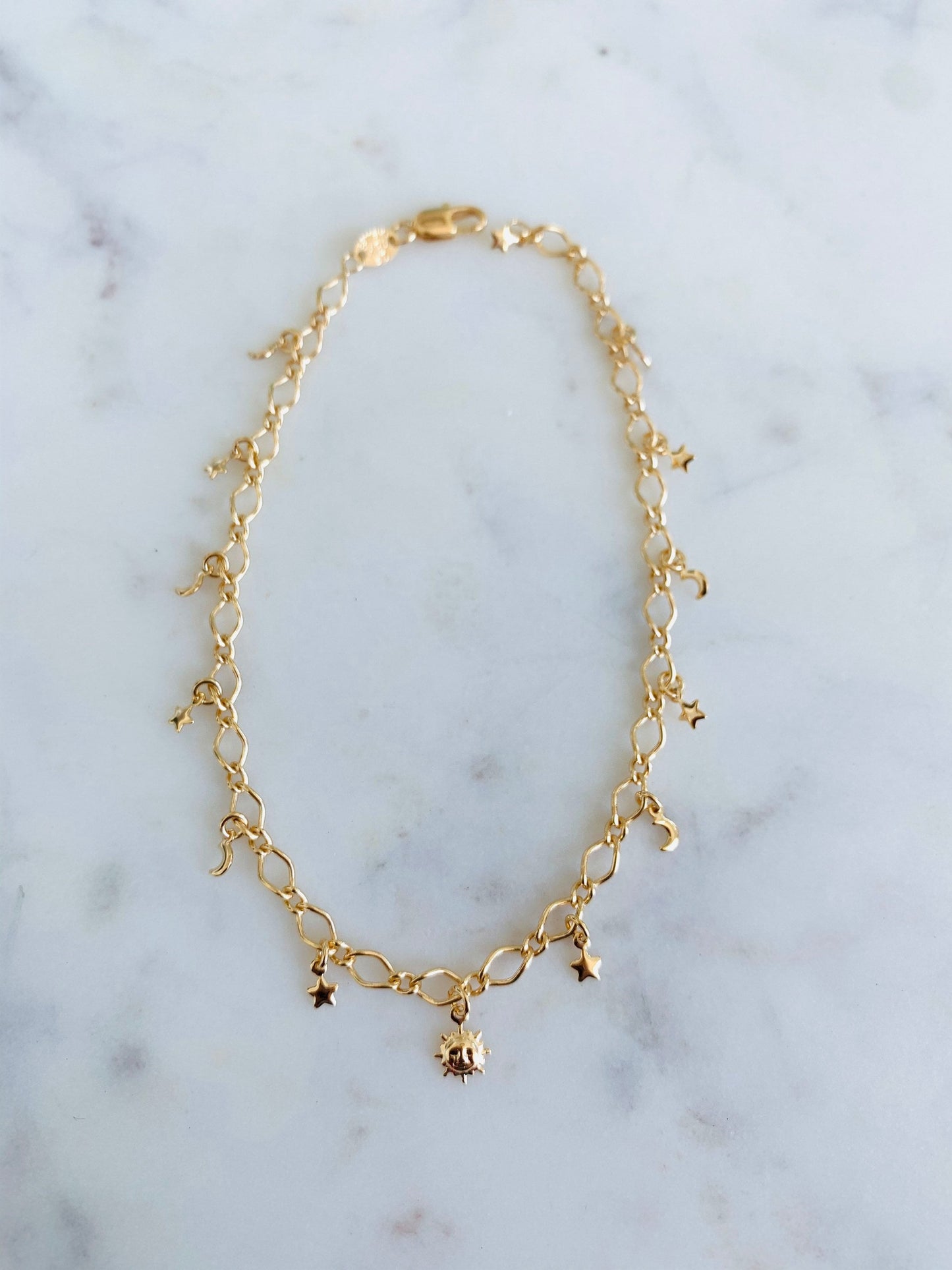 Gold Filled Multi Charm Anklet | 10.25 Inches | Dainty Shine by HAUS OF MONOGRAM - Anklets, , HOM-1-0217