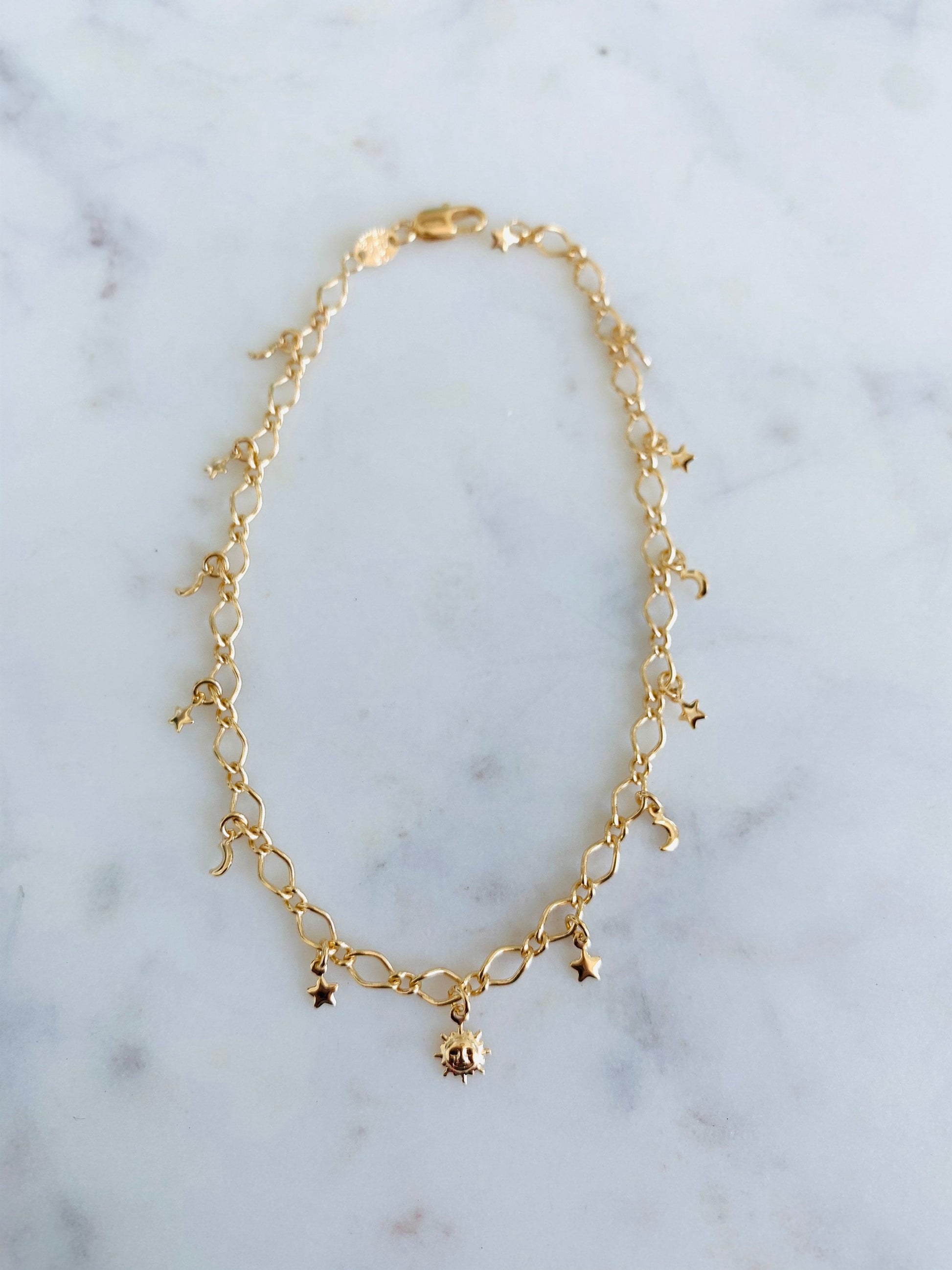 Gold Filled Multi Charm Anklet | 10.25 Inches | Dainty Shine by HAUS OF MONOGRAM - Anklets, , HOM-1-0217