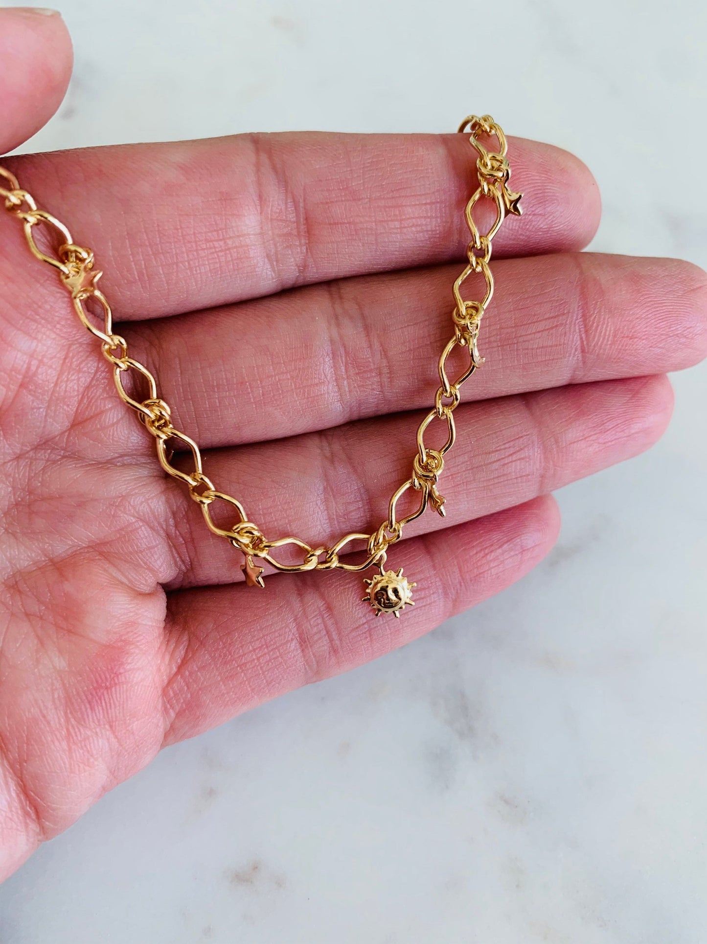 Gold Filled Multi Charm Anklet | 10.25 Inches | Dainty Shine by HAUS OF MONOGRAM - Anklets, , HOM-1-0217