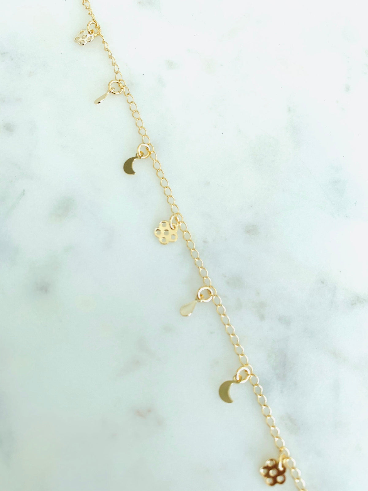 18KT Gold Filled Anklets, Gold Filled Multi Charm Anklet | Dainty Everyday Accent by HAUS OF MONOGRAM