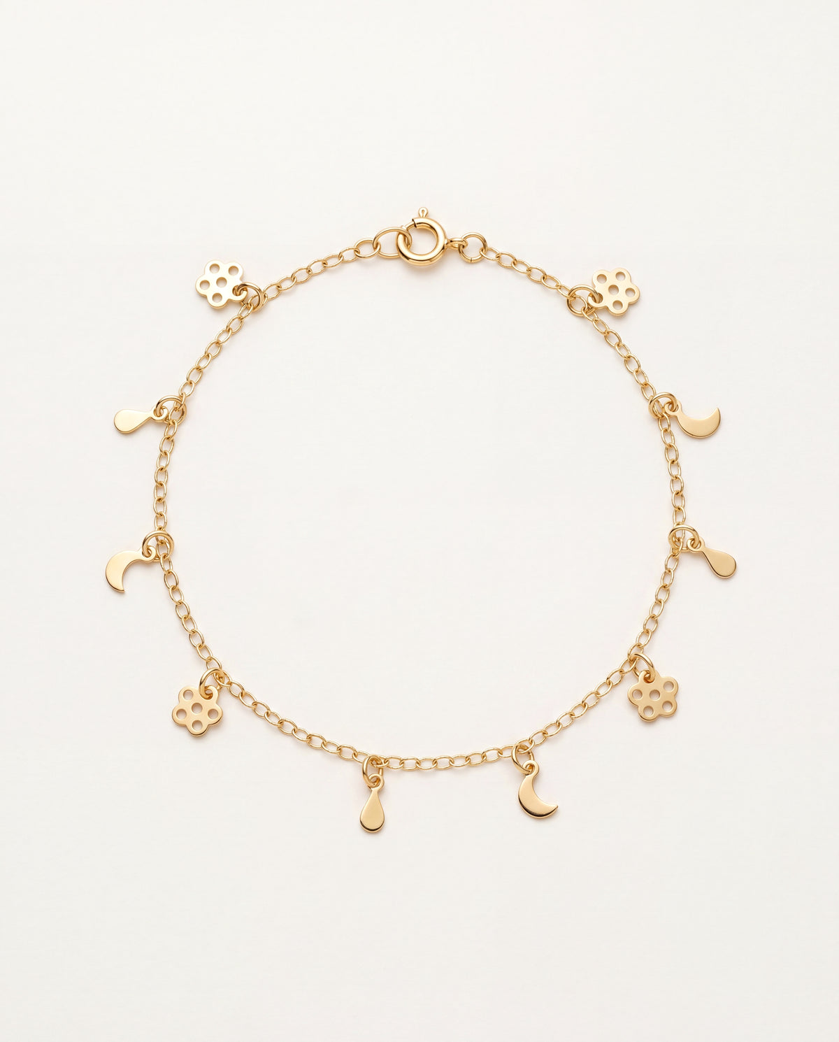 18KT Gold Filled Anklets, Gold Filled Multi Charm Anklet | Dainty Everyday Accent by HAUS OF MONOGRAM