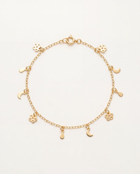 18KT Gold Filled Anklets, Gold Filled Multi Charm Anklet | Dainty Everyday Accent by HAUS OF MONOGRAM