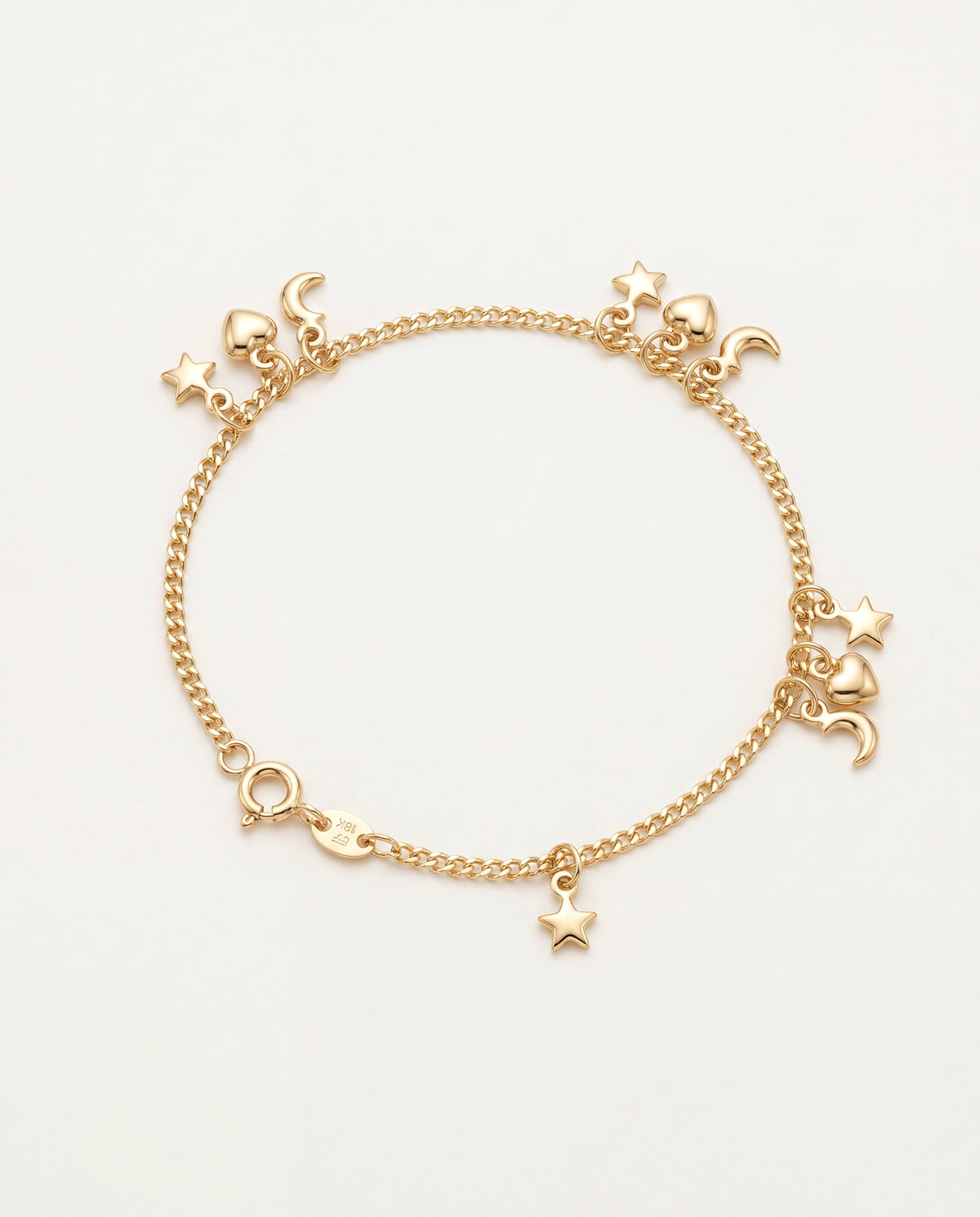 18KT Gold Filled Anklets, Gold Filled Multi Charm Anklet – Moon, Heart & Star | 10" Dainty 18K Gold Anklet by HAUS OF MONO...