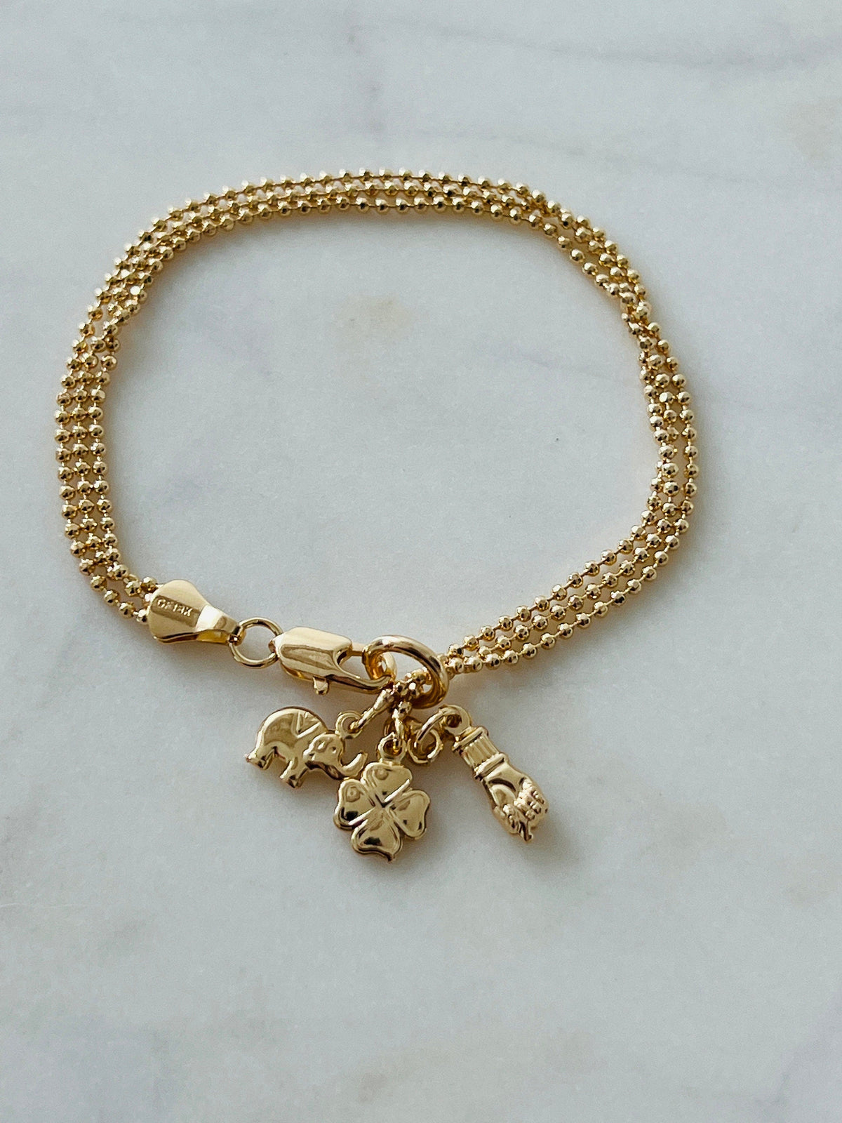 18KT Gold Filled Bracelets, Gold Filled Multi Charm Bracelet | Playful Elegance in Every Detail by HAUS OF MONOGRAM