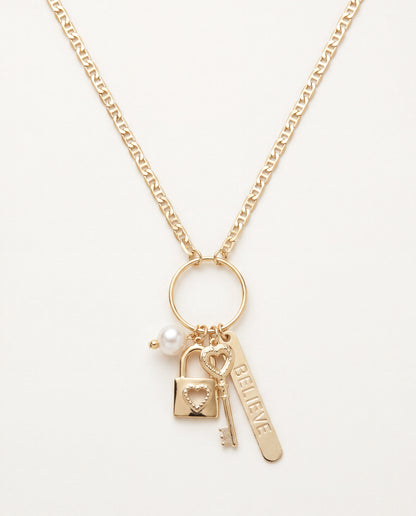 18KT Gold Filled Necklaces, Gold Filled Multi Charm Necklace | 18" Meaningful Chain by HAUS OF MONOGRAM