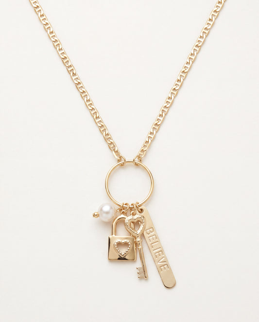 18KT Gold Filled Necklaces, Gold Filled Multi Charm Necklace | 18" Meaningful Chain by HAUS OF MONOGRAM