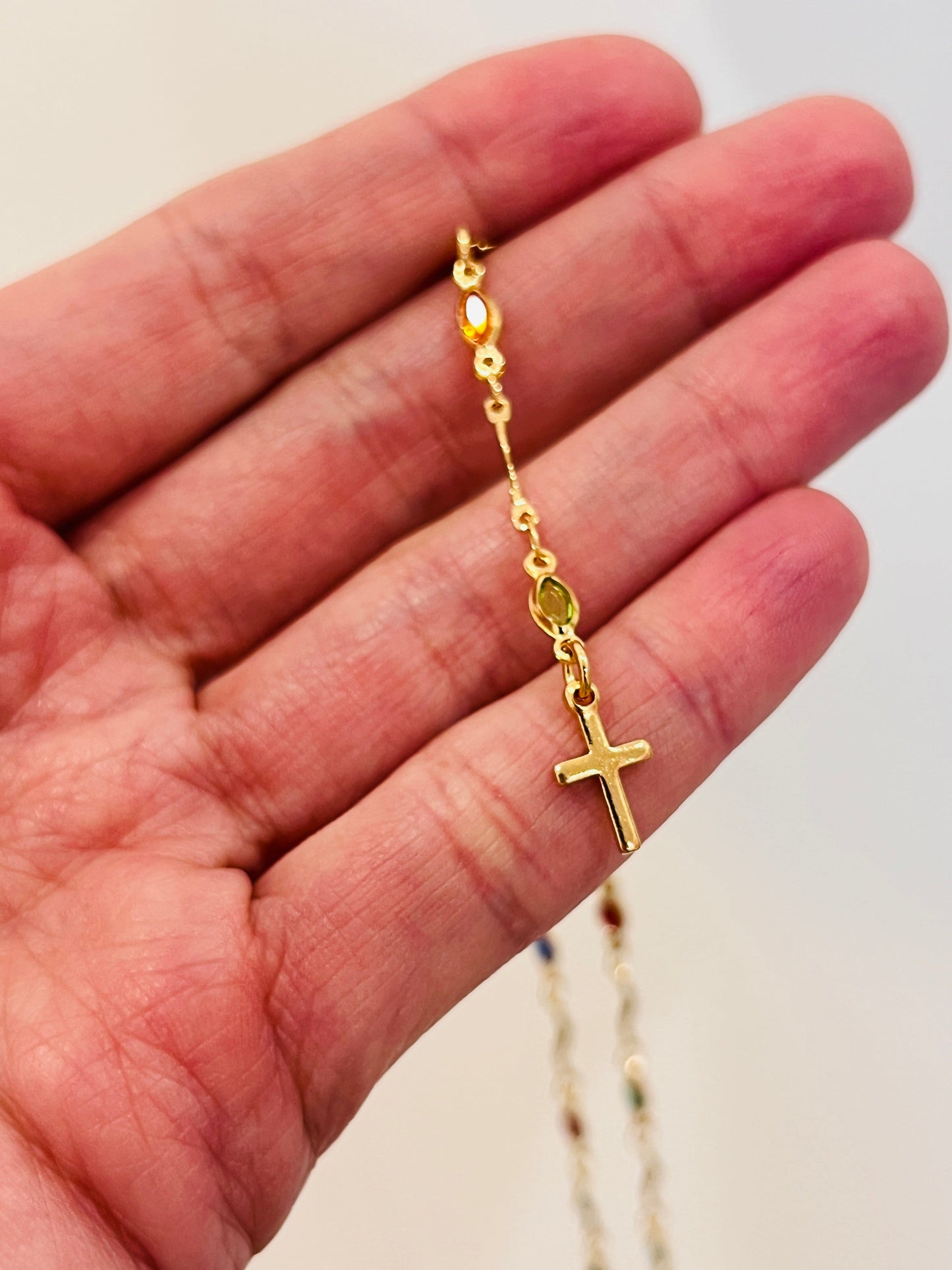 Gold Filled Multicolor Crystal Rosary Necklace | 18" of Faith & Color by HAUS OF MONOGRAM - Necklaces, Our Lady of Guadalu...