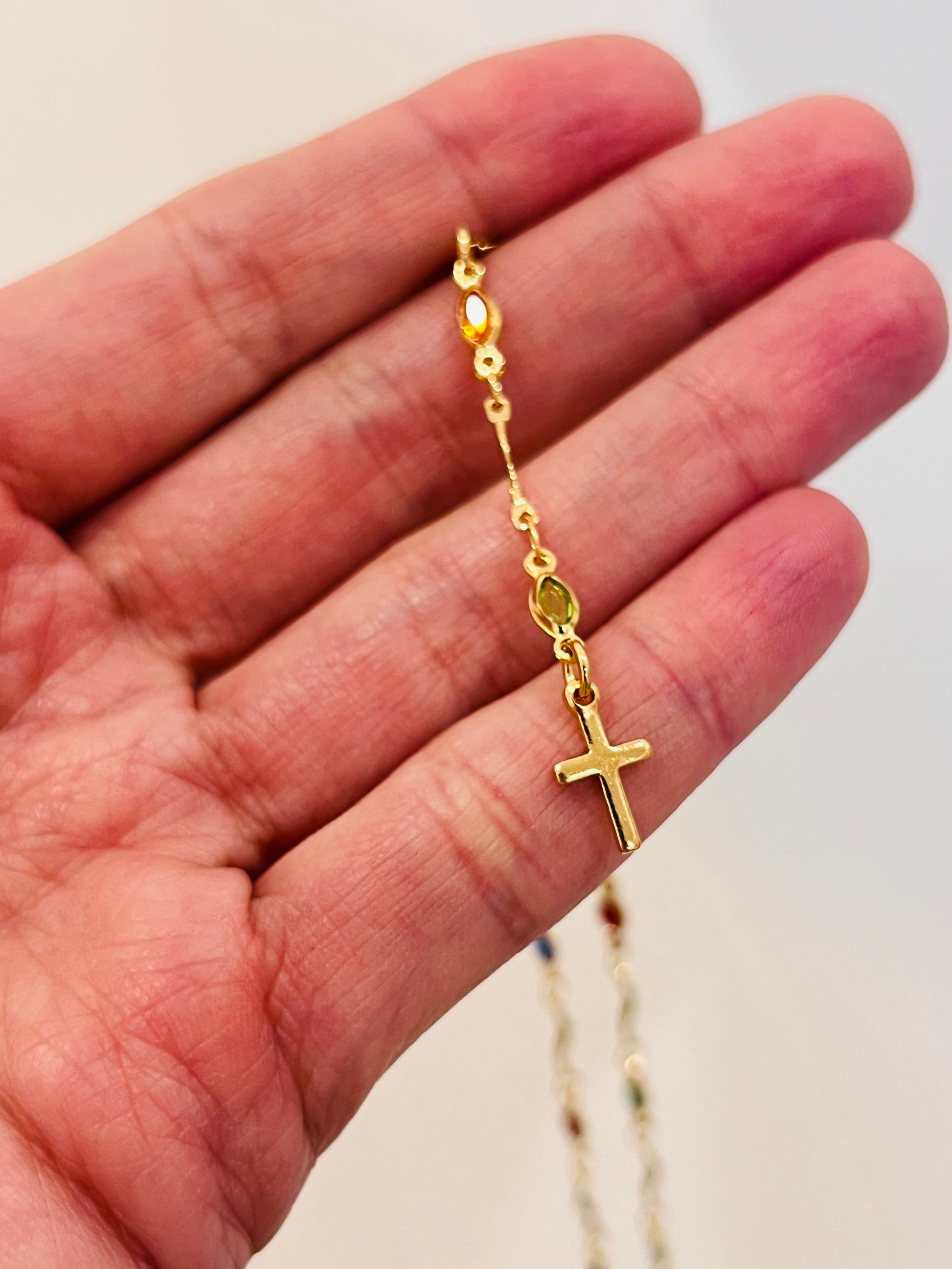 Gold Filled Multicolor Crystal Rosary Necklace | 18" of Faith & Color by HAUS OF MONOGRAM - Necklaces, Our Lady of Guadalu...